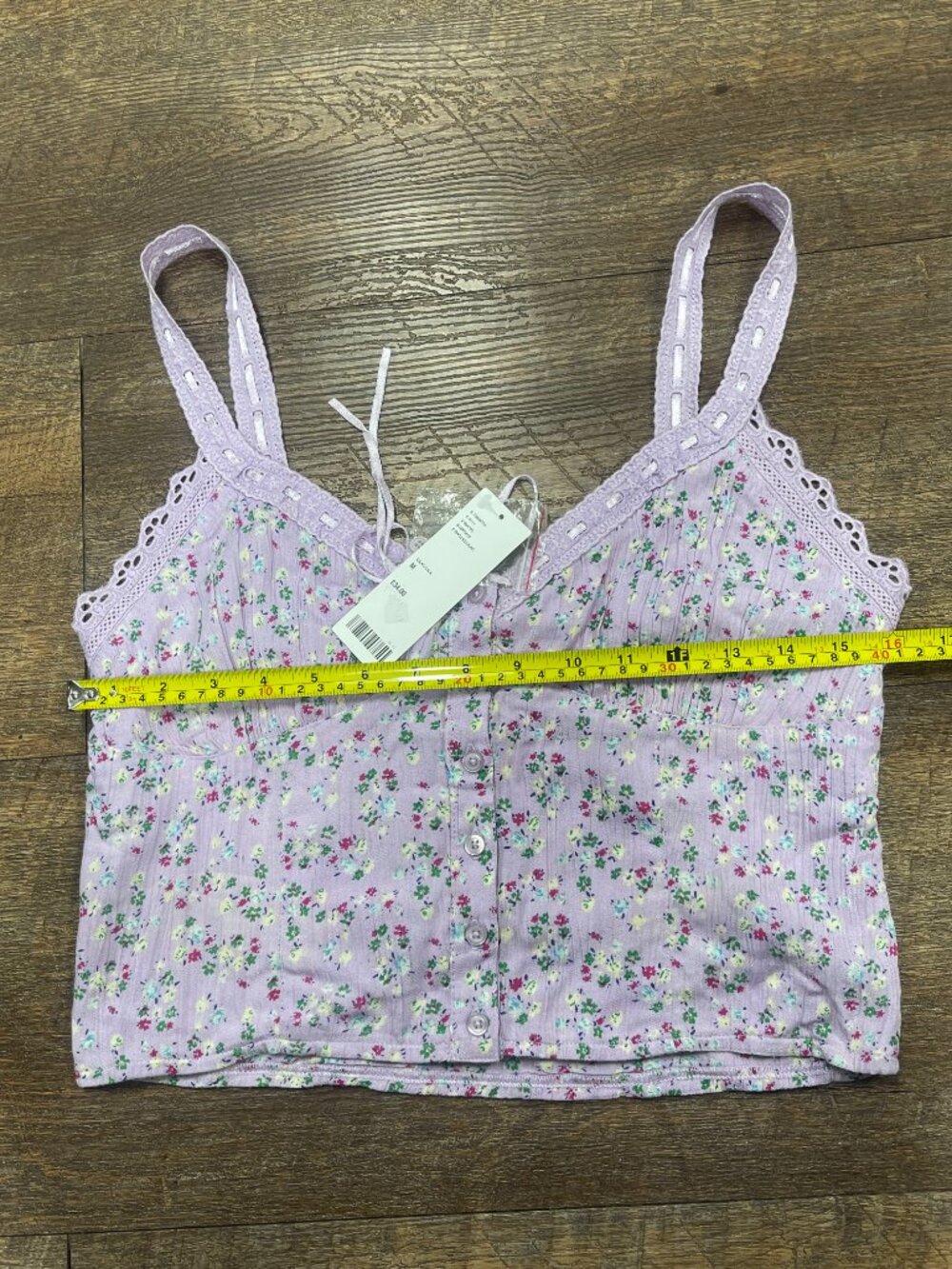 Urban Outfitters NWT Floral Lace Trim Cropped Cami Tank M - Picture 4 of 8